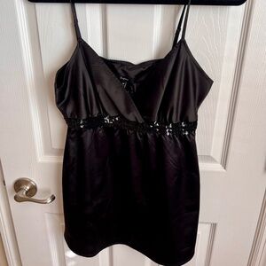 Express Cami Top‎ Sequin Trim Sleeveless Blouse Party Tank Top Black M